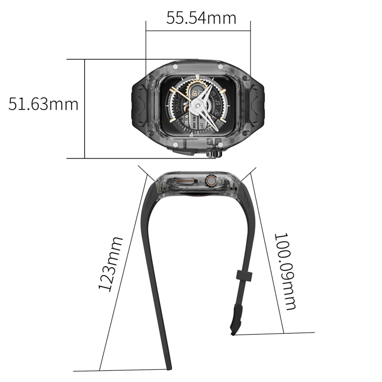 For Apple Watch Series 7 45mm Modified PC Hybrid TPU Watch Case Band(Black Clear Black) by bashfashion