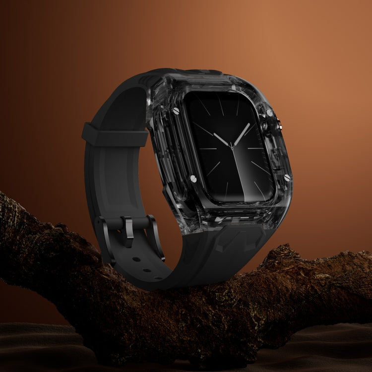For Apple Watch Series 7 45mm Modified PC Hybrid TPU Watch Case Band(Black Clear Black) by bashfashion