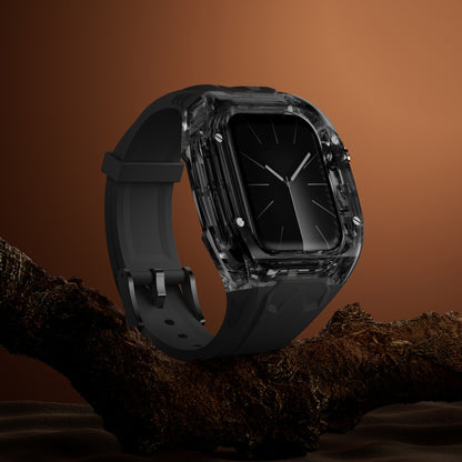 For Apple Watch Series 7 45mm Modified PC Hybrid TPU Watch Case Band(Black Clear Black) by bashfashion