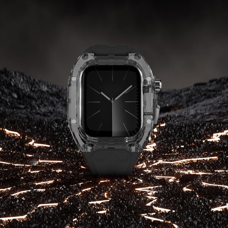 For Apple Watch Series 7 45mm Modified PC Hybrid TPU Watch Case Band(Black Clear Black) by bashfashion