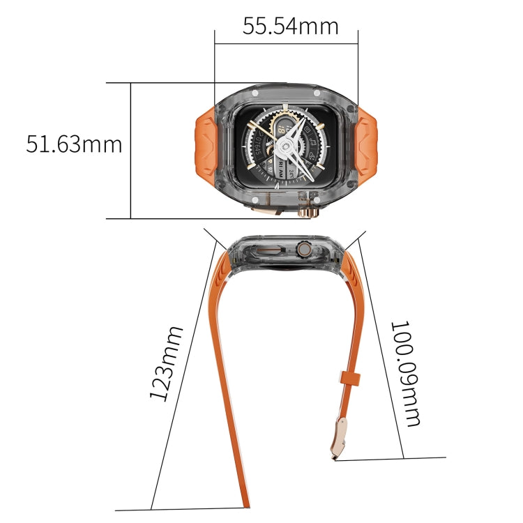 For Apple Watch Series 7 45mm Modified PC Hybrid TPU Watch Case Band(Orange Clear Black) by bashfashion