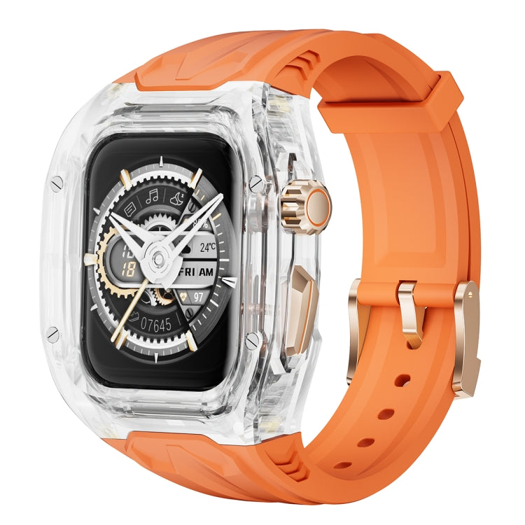 For Apple Watch SE 44mm Modified PC Hybrid TPU Watch Case Band(Orange Transparent) by bashfashion