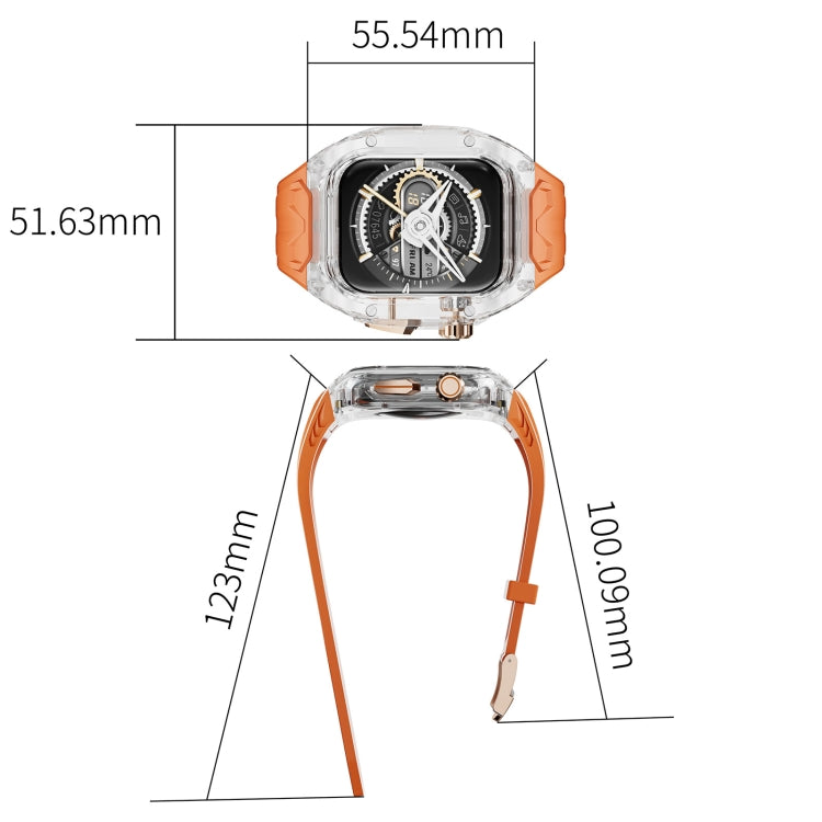 For Apple Watch SE 44mm Modified PC Hybrid TPU Watch Case Band(Orange Transparent) by bashfashion