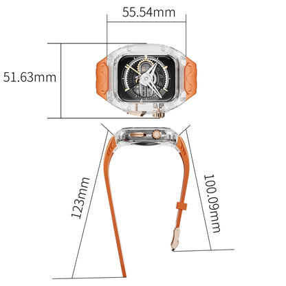 For Apple Watch SE 44mm Modified PC Hybrid TPU Watch Case Band(Orange Transparent) by bashfashion