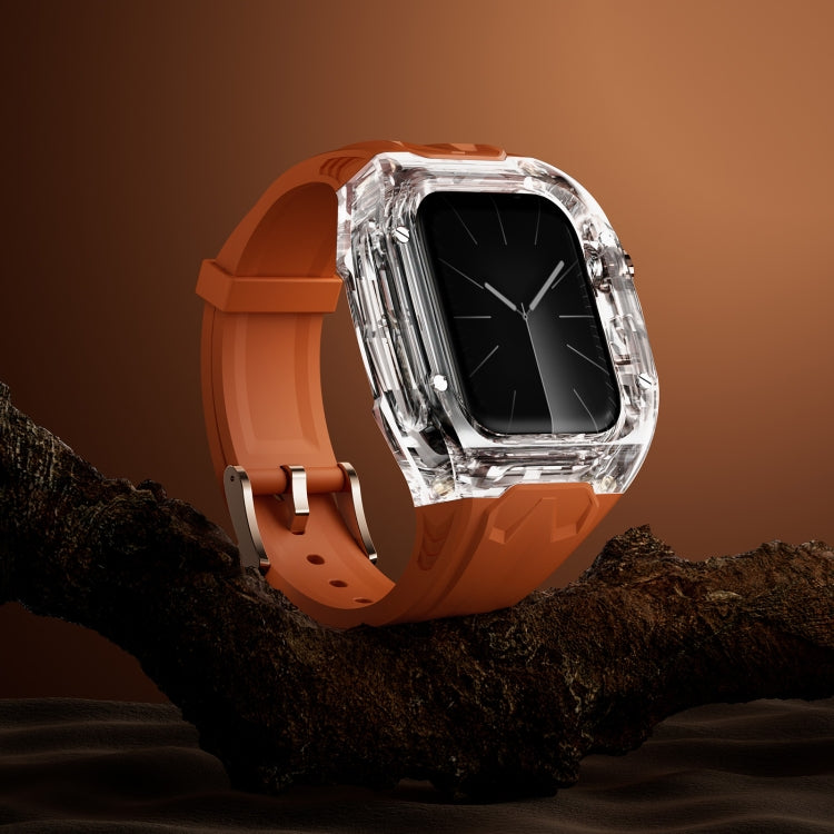 For Apple Watch SE 44mm Modified PC Hybrid TPU Watch Case Band(Orange Transparent) by bashfashion
