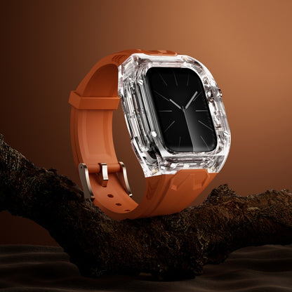 For Apple Watch SE 44mm Modified PC Hybrid TPU Watch Case Band(Orange Transparent) by bashfashion