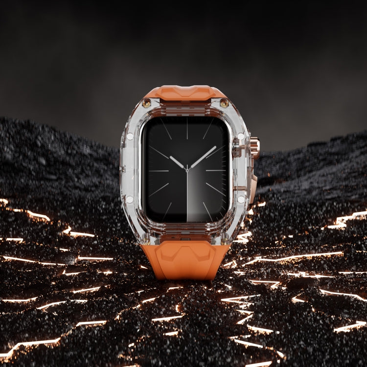 For Apple Watch SE 44mm Modified PC Hybrid TPU Watch Case Band(Orange Transparent) by bashfashion
