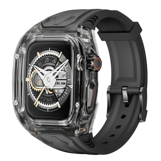 For Apple Watch Series 6 44mm Modified PC Hybrid TPU Watch Case Band(Black Clear Black) by bashfashion