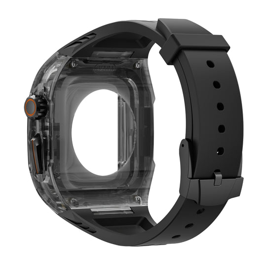 For Apple Watch Series 6 44mm Modified PC Hybrid TPU Watch Case Band(Black Clear Black) by bashfashion