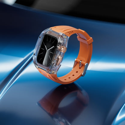 For Apple Watch Series 6 44mm Modified PC Hybrid TPU Watch Case Band(Orange Transparent) by bashfashion