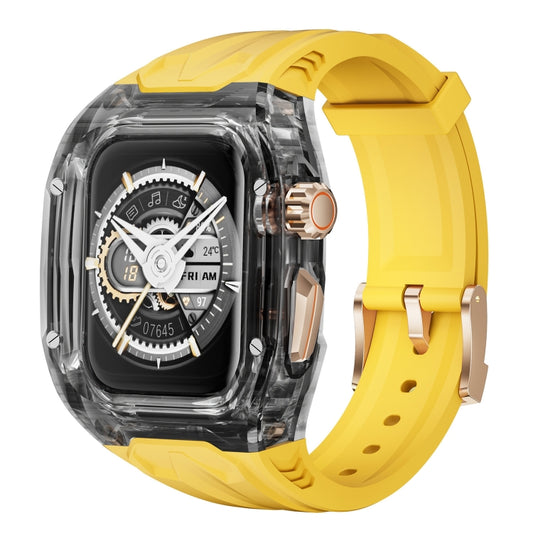 For Apple Watch Series 4 44mm Modified PC Hybrid TPU Watch Case Band(Yellow Clear Black) by bashfashion