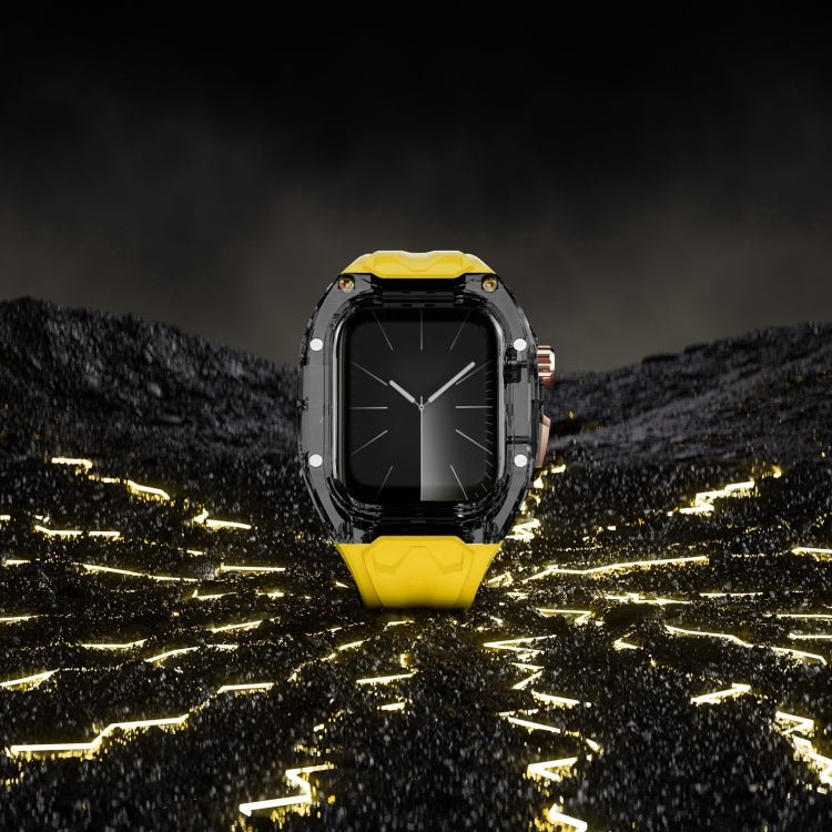 For Apple Watch Series 4 44mm Modified PC Hybrid TPU Watch Case Band(Yellow Clear Black) by bashfashion