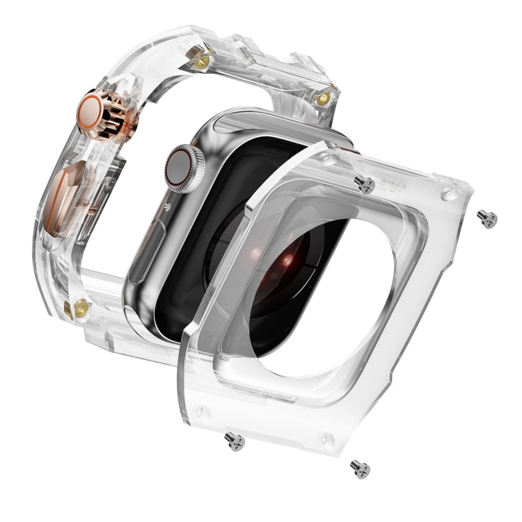 For Apple Watch Ultra 49mm Modified PC Hybrid TPU Watch Case Band(Yellow Clear Black) by bashfashion