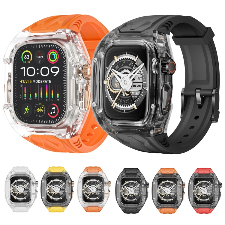 For Apple Watch Ultra 49mm Modified PC Hybrid TPU Watch Case Band(Yellow Clear Black) by bashfashion