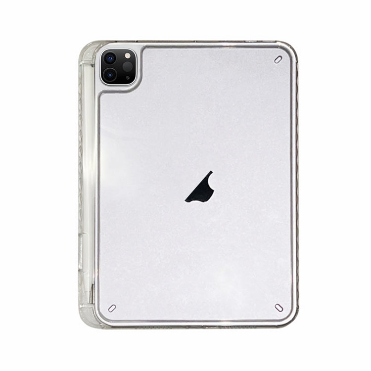 For iPad Pro 12.9 2022 / 2020 / 2018 Crystal Clear Acrylic Hybrid TPU Tablet Case With Pen Slot(Transparent) by bashfashion