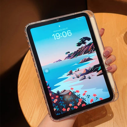 For iPad mini 6 / mini 2024 Crystal Clear Acrylic Hybrid TPU Tablet Case With Pen Slot(Transparent) by bashfashion