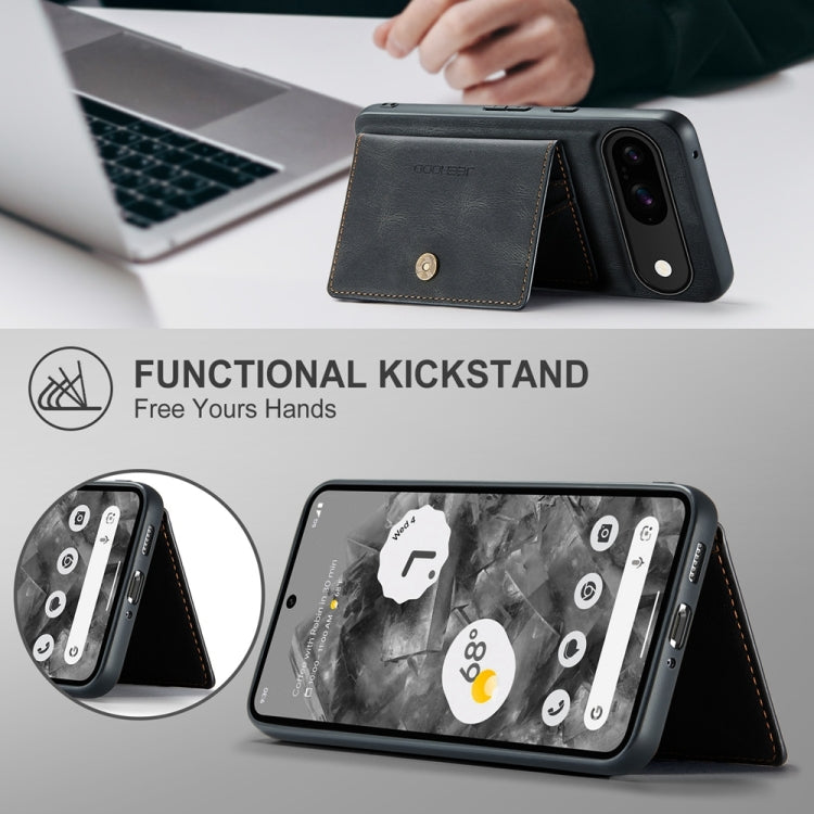 For Google Pixel 9 JEEHOOD J01 Retro Magnetic Detachable Wallet Phone Case(Black) by JEEHOOD