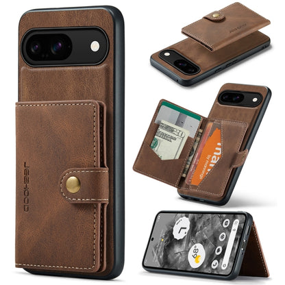 For Google Pixel 9 JEEHOOD J01 Retro Magnetic Detachable Wallet Phone Case(Brown) by JEEHOOD