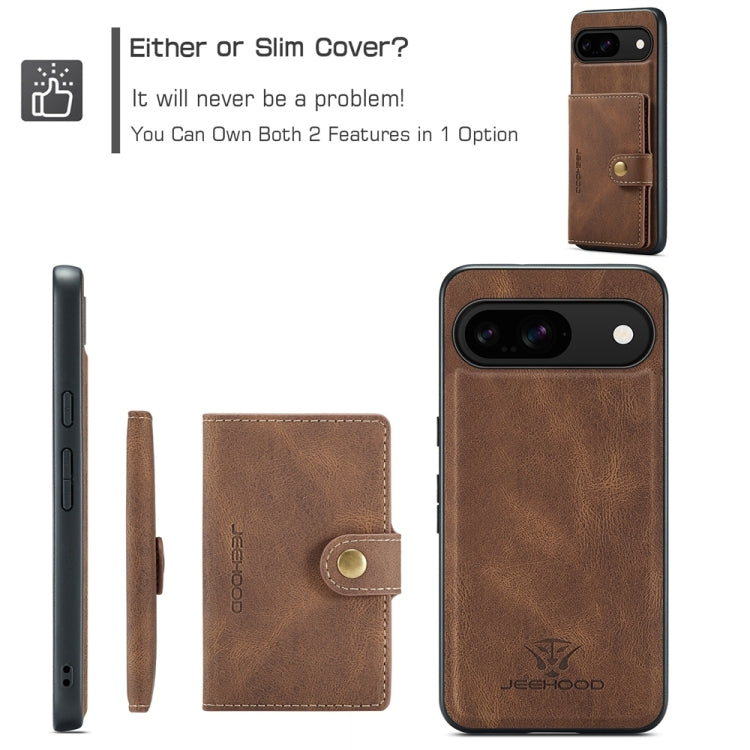 For Google Pixel 9 JEEHOOD J01 Retro Magnetic Detachable Wallet Phone Case(Brown) by JEEHOOD