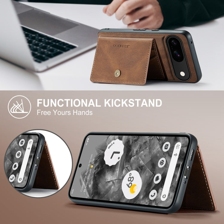 For Google Pixel 9 JEEHOOD J01 Retro Magnetic Detachable Wallet Phone Case(Brown) by JEEHOOD