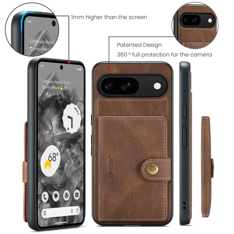 For Google Pixel 9 JEEHOOD J01 Retro Magnetic Detachable Wallet Phone Case(Brown) by JEEHOOD
