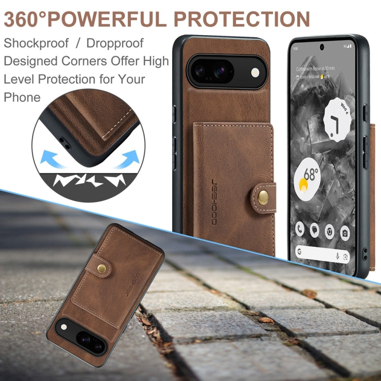 For Google Pixel 9 JEEHOOD J01 Retro Magnetic Detachable Wallet Phone Case(Brown) by JEEHOOD
