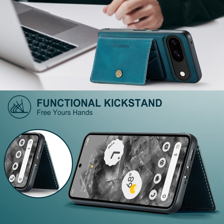 For Google Pixel 9 JEEHOOD J01 Retro Magnetic Detachable Wallet Phone Case(Blue) by JEEHOOD