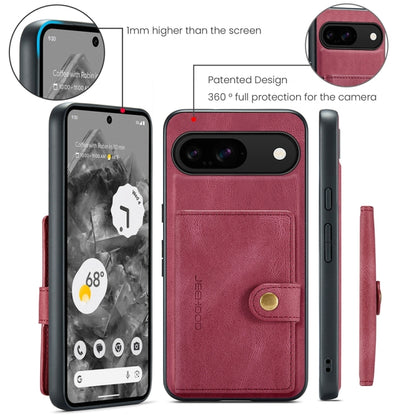 For Google Pixel 9 JEEHOOD J01 Retro Magnetic Detachable Wallet Phone Case(Red) by JEEHOOD
