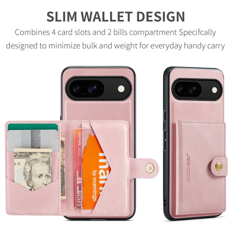 For Google Pixel 9 JEEHOOD J01 Retro Magnetic Detachable Wallet Phone Case(Pink) by JEEHOOD