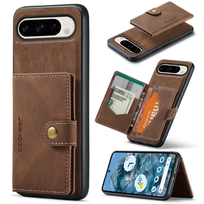 For Google Pixel 9 Pro JEEHOOD J01 Retro Magnetic Detachable Wallet Phone Case(Brown) by JEEHOOD