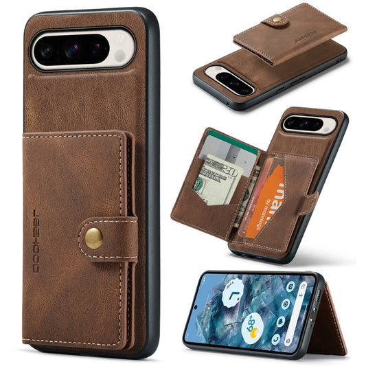 For Google Pixel 9 Pro JEEHOOD J01 Retro Magnetic Detachable Wallet Phone Case(Brown) by JEEHOOD