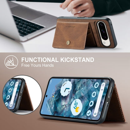 For Google Pixel 9 Pro JEEHOOD J01 Retro Magnetic Detachable Wallet Phone Case(Brown) by JEEHOOD