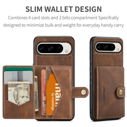 For Google Pixel 9 Pro JEEHOOD J01 Retro Magnetic Detachable Wallet Phone Case(Brown) by JEEHOOD