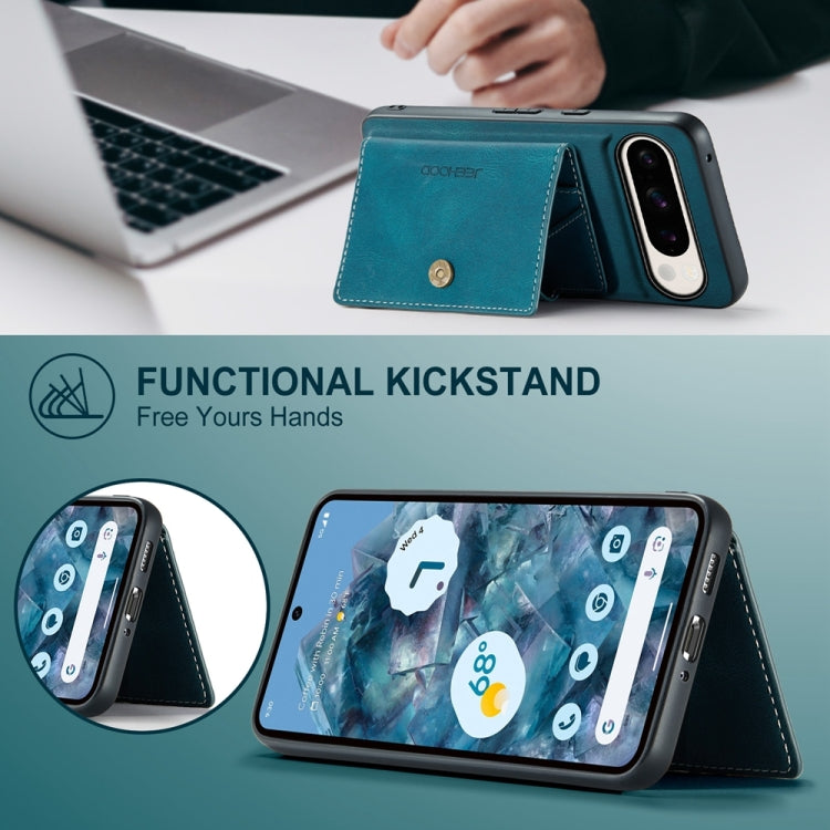 For Google Pixel 9 Pro JEEHOOD J01 Retro Magnetic Detachable Wallet Phone Case(Blue) by JEEHOOD