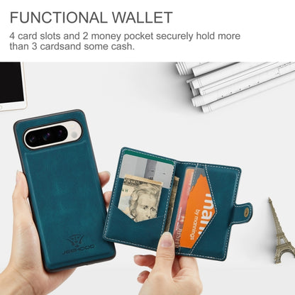 For Google Pixel 9 Pro JEEHOOD J01 Retro Magnetic Detachable Wallet Phone Case(Blue) by JEEHOOD