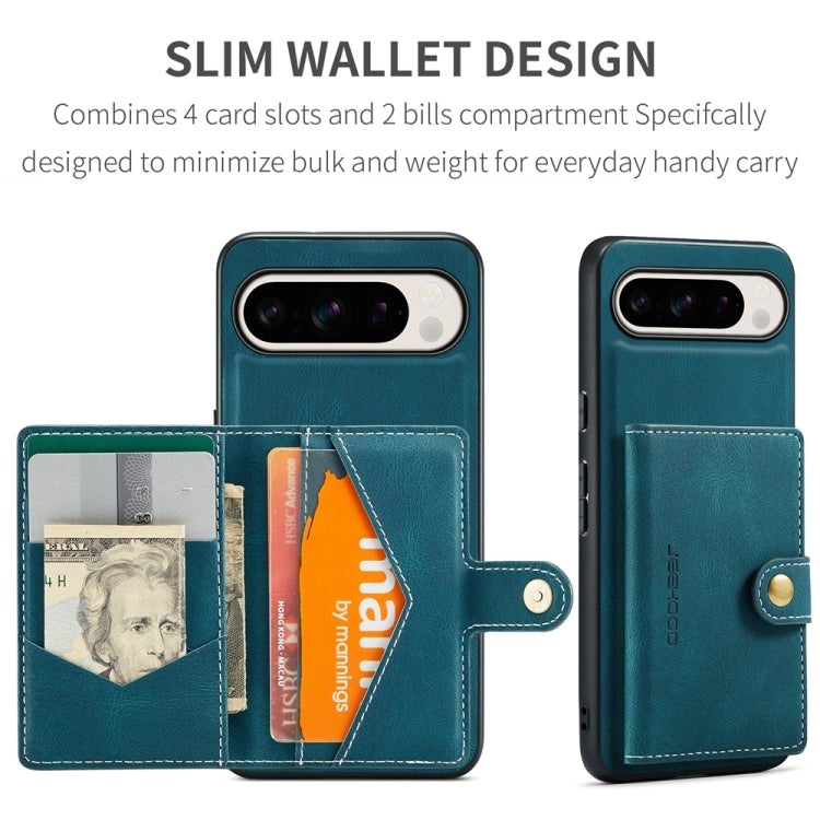 For Google Pixel 9 Pro JEEHOOD J01 Retro Magnetic Detachable Wallet Phone Case(Blue) by JEEHOOD