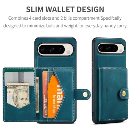 For Google Pixel 9 Pro JEEHOOD J01 Retro Magnetic Detachable Wallet Phone Case(Blue) by JEEHOOD