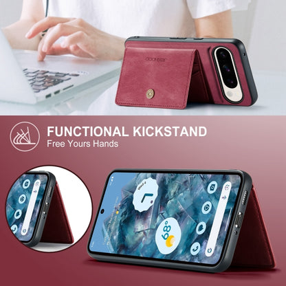 For Google Pixel 9 Pro JEEHOOD J01 Retro Magnetic Detachable Wallet Phone Case(Red) by JEEHOOD