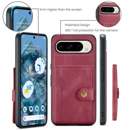 For Google Pixel 9 Pro JEEHOOD J01 Retro Magnetic Detachable Wallet Phone Case(Red) by JEEHOOD