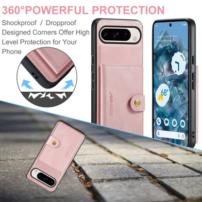 For Google Pixel 9 Pro JEEHOOD J01 Retro Magnetic Detachable Wallet Phone Case(Pink) by JEEHOOD