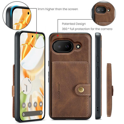 For Google Pixel 9a JEEHOOD J01 Retro Magnetic Detachable Wallet Phone Case(Brown) by JEEHOOD