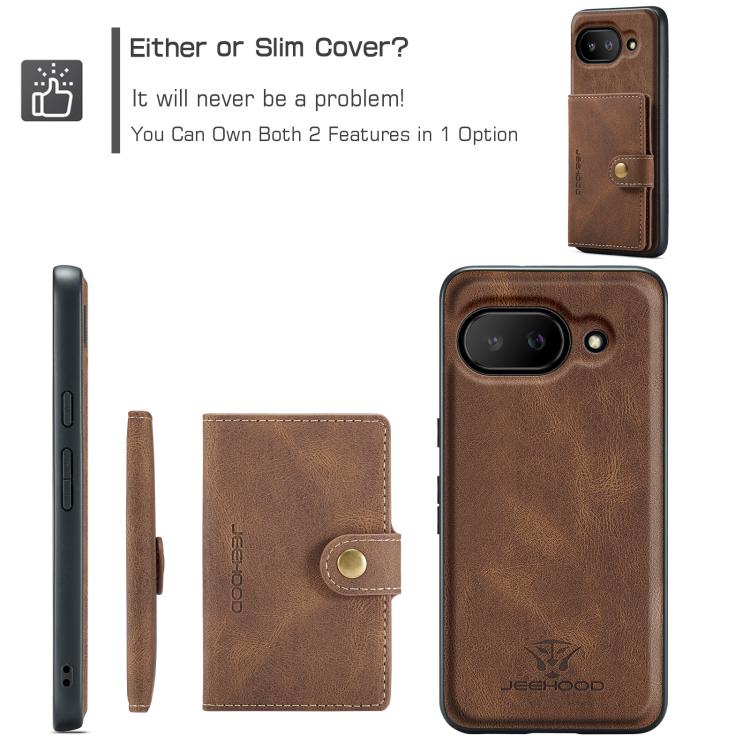 For Google Pixel 9a JEEHOOD J01 Retro Magnetic Detachable Wallet Phone Case(Brown) by JEEHOOD