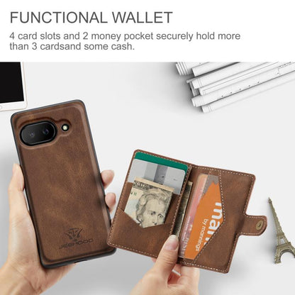 For Google Pixel 9a JEEHOOD J01 Retro Magnetic Detachable Wallet Phone Case(Brown) by JEEHOOD