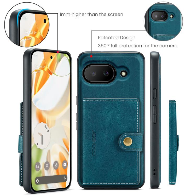 For Google Pixel 9a JEEHOOD J01 Retro Magnetic Detachable Wallet Phone Case(Blue) by JEEHOOD