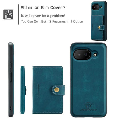 For Google Pixel 9a JEEHOOD J01 Retro Magnetic Detachable Wallet Phone Case(Blue) by JEEHOOD