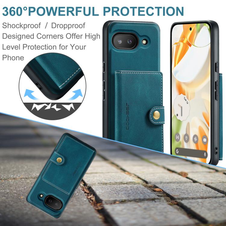 For Google Pixel 9a JEEHOOD J01 Retro Magnetic Detachable Wallet Phone Case(Blue) by JEEHOOD