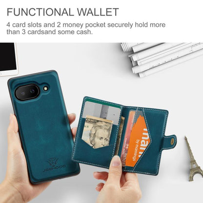 For Google Pixel 9a JEEHOOD J01 Retro Magnetic Detachable Wallet Phone Case(Blue) by JEEHOOD
