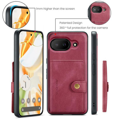For Google Pixel 9a JEEHOOD J01 Retro Magnetic Detachable Wallet Phone Case(Red) by JEEHOOD
