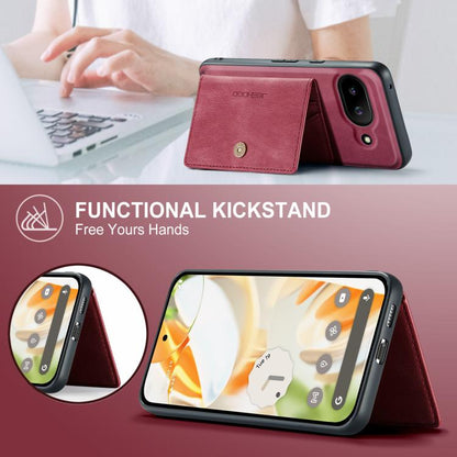 For Google Pixel 9a JEEHOOD J01 Retro Magnetic Detachable Wallet Phone Case(Red) by JEEHOOD