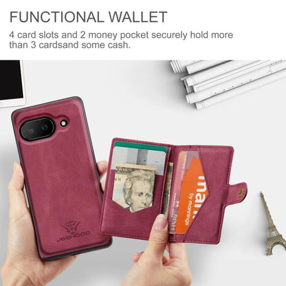 For Google Pixel 9a JEEHOOD J01 Retro Magnetic Detachable Wallet Phone Case(Red) by JEEHOOD